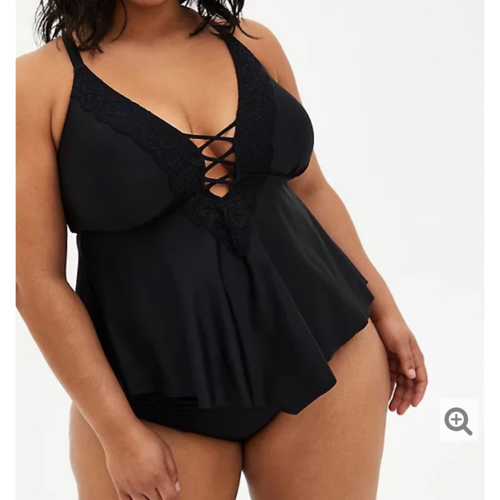 Torrid Black Crochet Tankini Top - 2XL